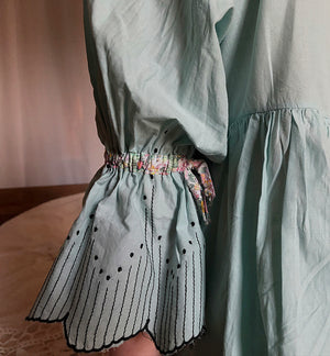 Aqua embroidered batiste dress